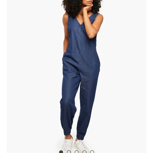 Able Pants - Able CHARVEE RELAXED JUMPSUIT 100% Lyocell blue chambray XS